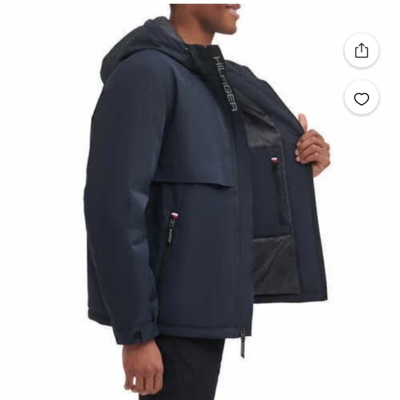 ￼ Tommy Hilfiger navy blue mid-weight hooded jacket - Picture 3 of 9